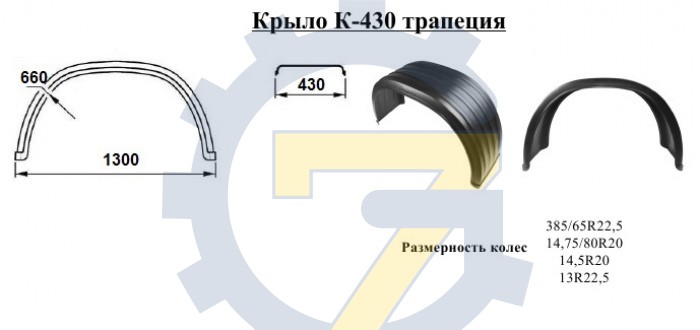 Крыло заднее К-430/11001 (пластмассовое) под резину R385/65 R22,5 (трапеция)